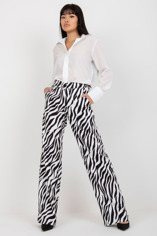 Juodos ir baltos plačios kelnės su...