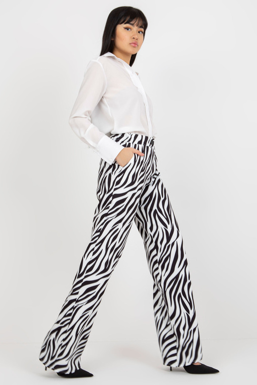 Juodos ir baltos plačios kelnės su...