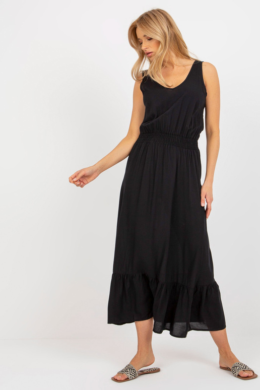 Juoda maxi dress su raukiniais ir...