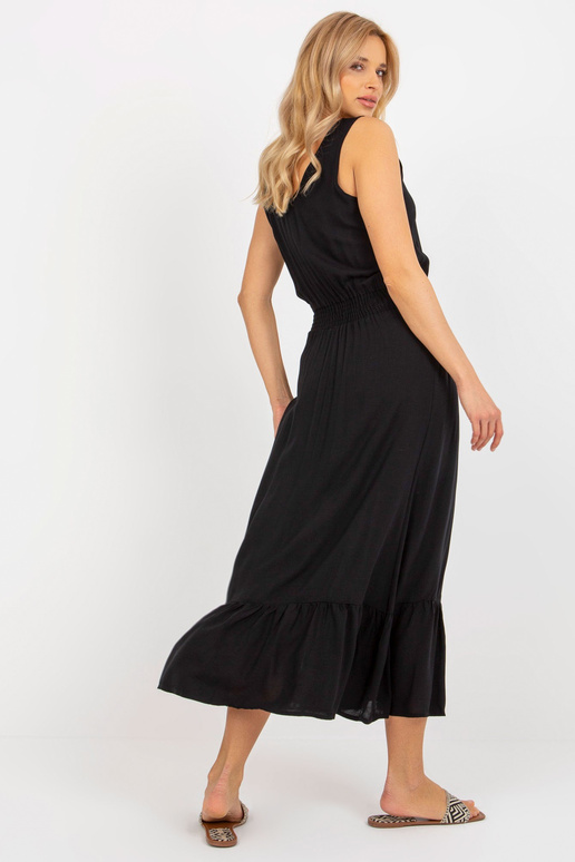 Juoda maxi dress su raukiniais ir...