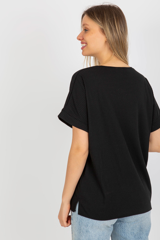 Juoda rievėta oversize palaidinė su... Juoda rievėta oversize palaidinė su...
