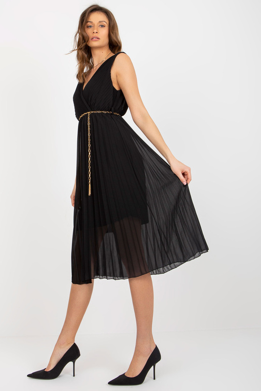 Juoda Midi klostuota suknelė su... Juoda Midi klostuota suknelė su...