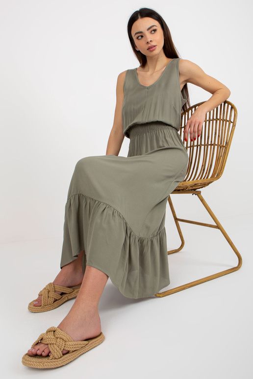 Khaki spalvos maxi suknelė su... Khaki spalvos maxi suknelė su...