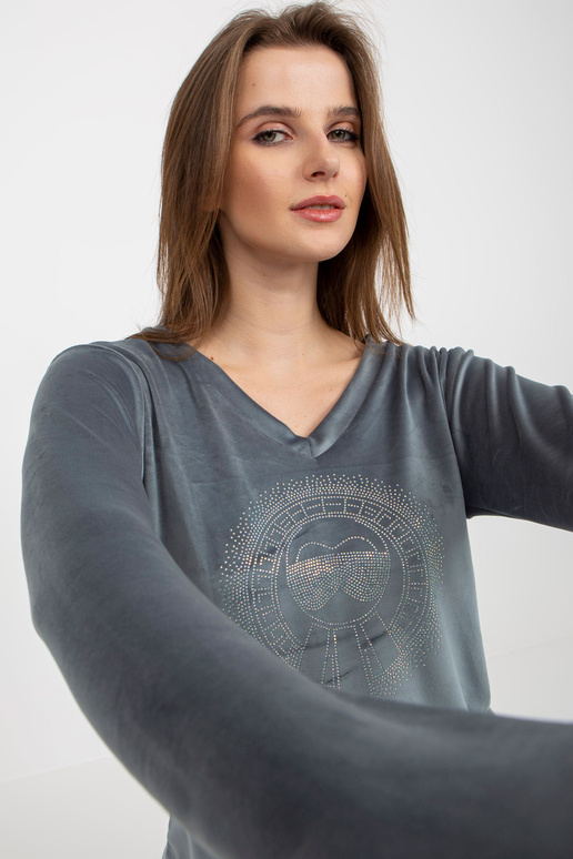 Purvinas mėlynas moteriškas V formos...