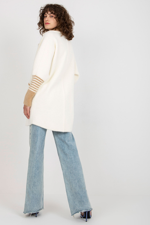 Ecru moteriškas alpakų paltas su vilna