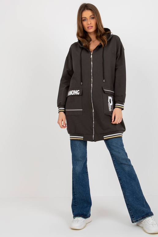 Ilgas chaki spalvos megztinis su... Ilgas chaki spalvos megztinis su...