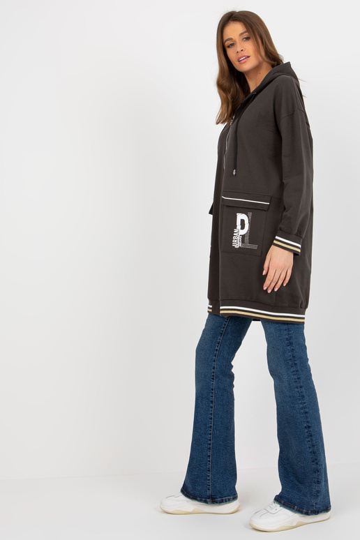 Ilgas chaki spalvos megztinis su... Ilgas chaki spalvos megztinis su...