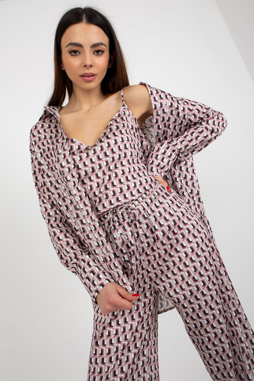 Smėlio ir rožinės spalvos trijų dalių...