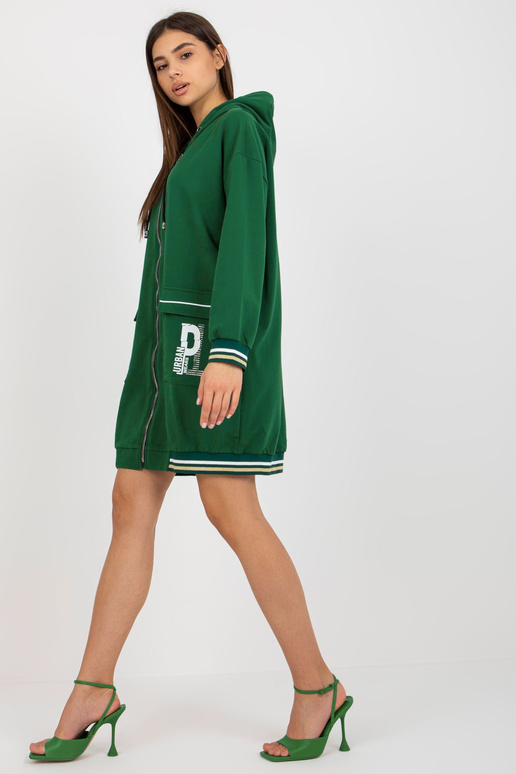 Tamsiai žalias ilgas megztinis su...