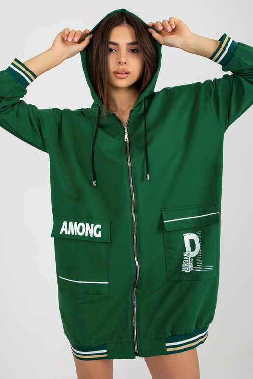 Tamsiai žalias ilgas megztinis su...