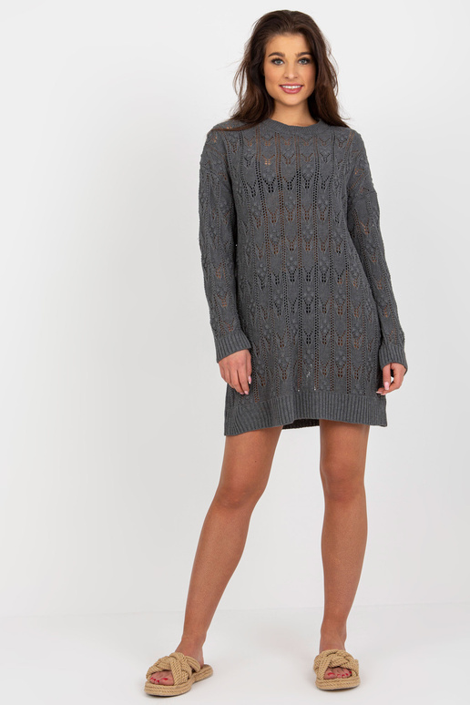 Tamsiai pilka laisva megzta suknelė...