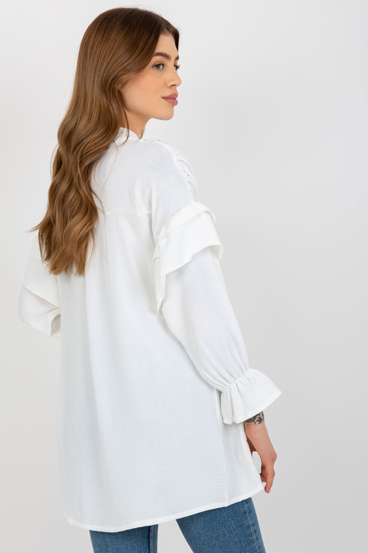 Ecru boho marškinėliai su raukiniais...