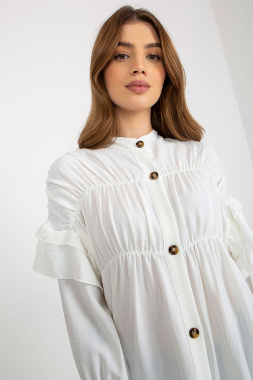 Ecru boho marškinėliai su raukiniais...