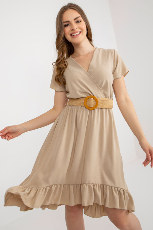 Suknelė-DHJ-SK-8358.19-smėlio spalvos