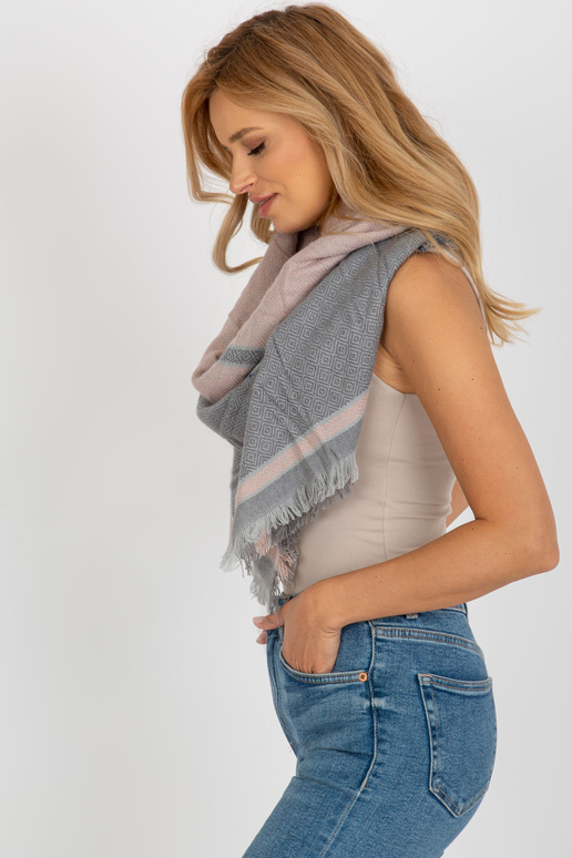 Pilka šviesiai rožinė skara su vilnos...