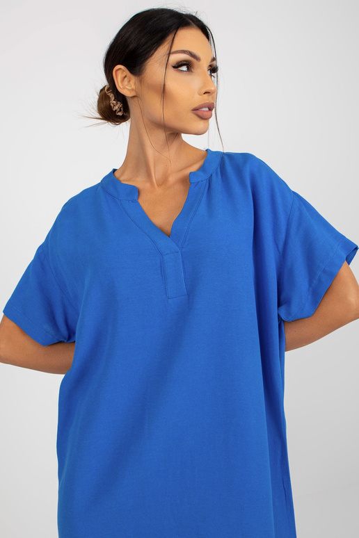 Mėlyna vasarinė midi suknelė su V...