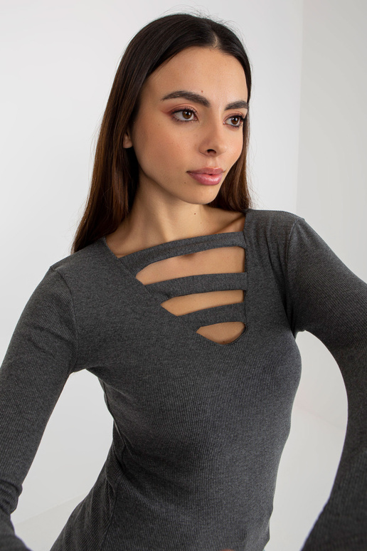 Tamsiai pilka rievėta palaidinė su...