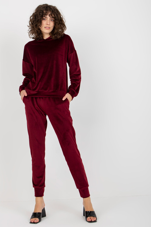 Bordo spalvos moteriškas veliūrinis...