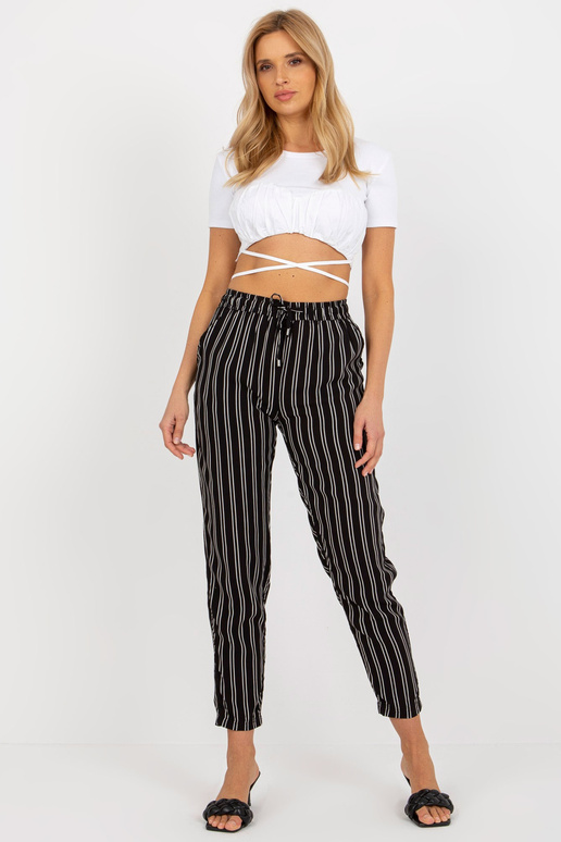 Juodos viskozės kelnės iš dryžuoto...