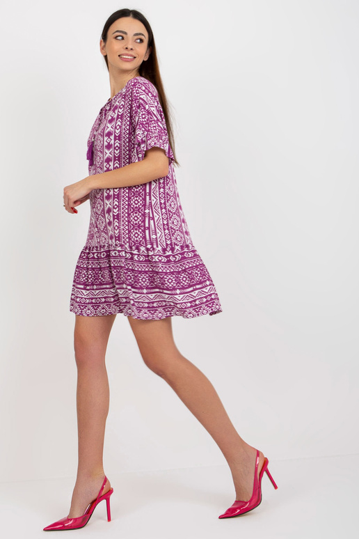 Violetinė boho mini suknelė su... Violetinė boho mini suknelė su...
