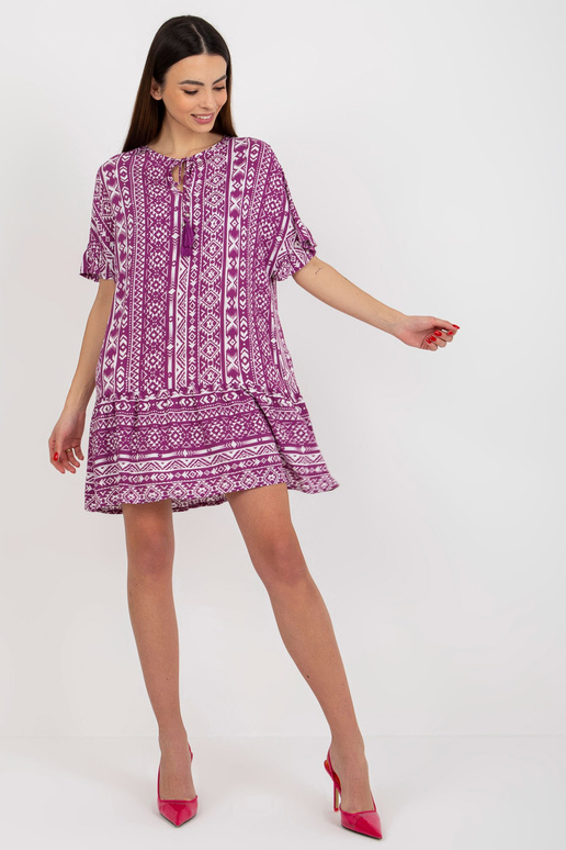 Violetinė boho mini suknelė su... Violetinė boho mini suknelė su...