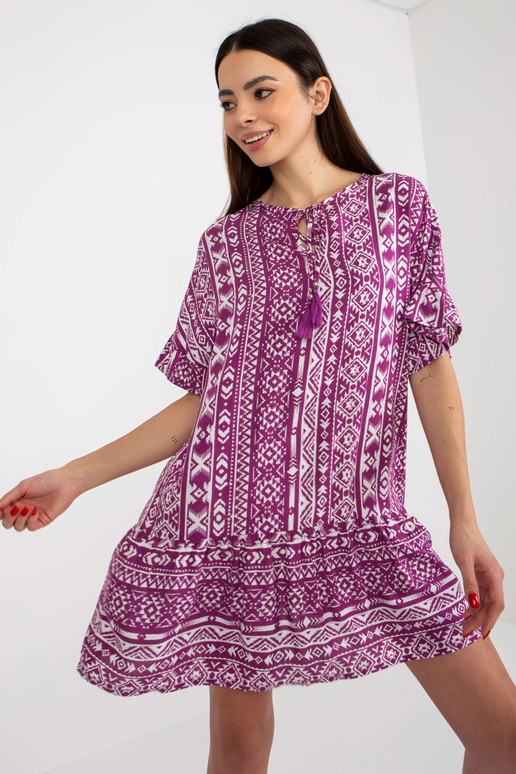 Violetinė boho mini suknelė su... Violetinė boho mini suknelė su...