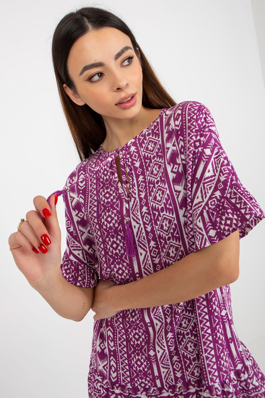 Violetinė boho mini suknelė su... Violetinė boho mini suknelė su...