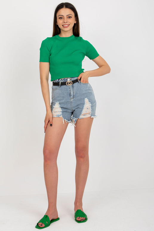 Mėlyni moteriški džinsiniai šortai su...