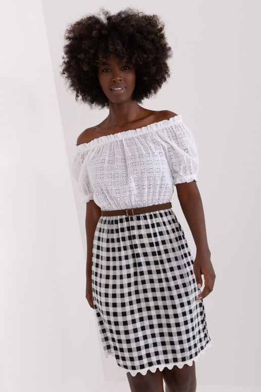 Suknelė-LK-SK-506343.60P-balta ir juoda