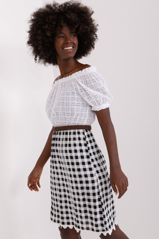 Suknelė-LK-SK-506343.60P-balta ir juoda
