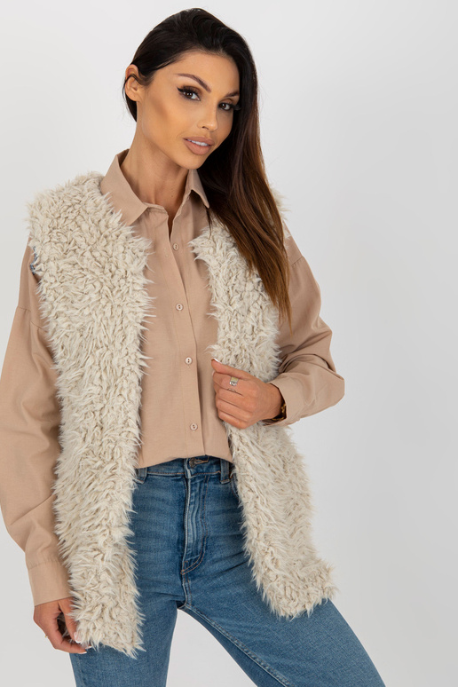 Smėlio spalvos kailio liemenė su...