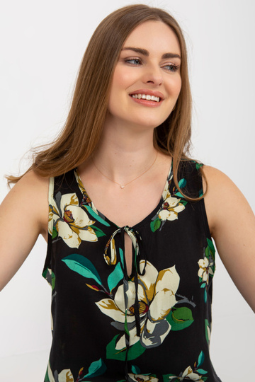 Juoda gėlėta palaidinė su...