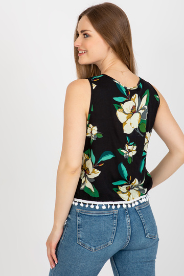 Juoda gėlėta palaidinė su... 2