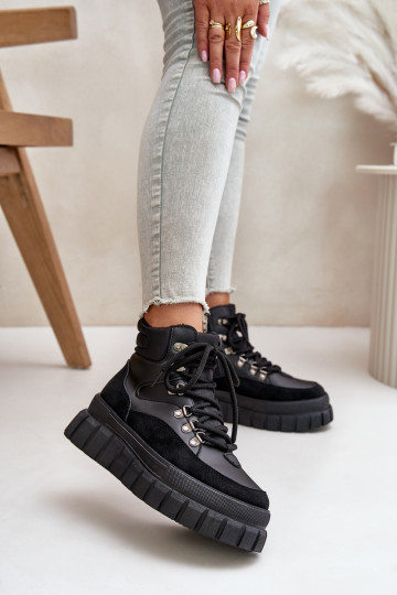 pašiltinti Aulinukai batai su platforma Juodos spalvos Jelenia 2