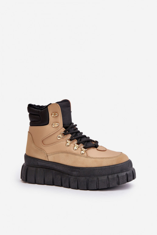 pašiltinti Aulinukai batai su platforma rudos spalvos Jelenia  pašiltinti Aulinukai batai su platforma rudos spalvos Jelenia