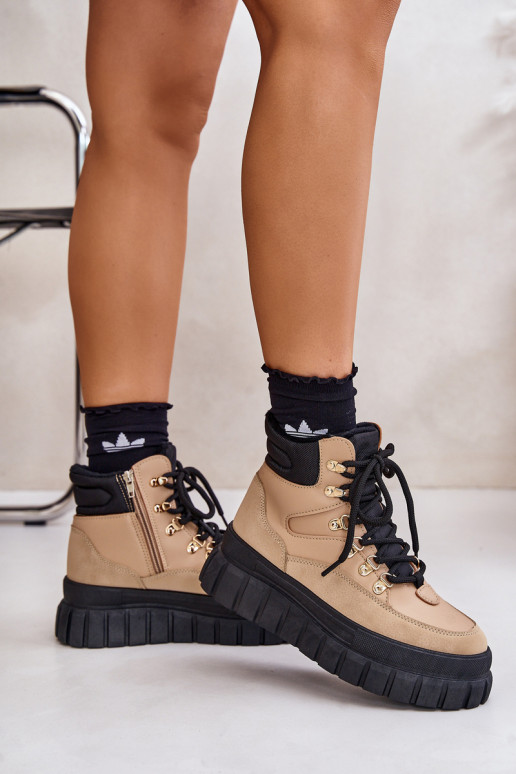 pašiltinti Aulinukai batai su platforma rudos spalvos Jelenia  pašiltinti Aulinukai batai su platforma rudos spalvos Jelenia