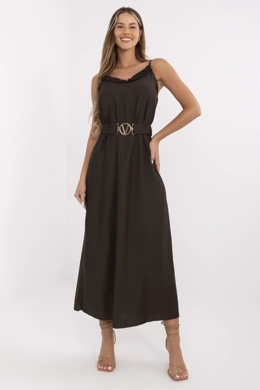 Suknelė-MI-SK-A6401.00-tamsiai ruda