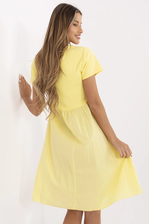 Suknelė-DHJ-SK-25370.85-šviesiai geltona Suknelė-DHJ-SK-25370.85-šviesiai geltona