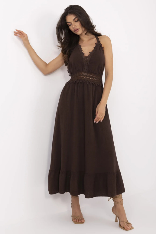 Suknelė-MI-SK-88573.83-tamsiai ruda