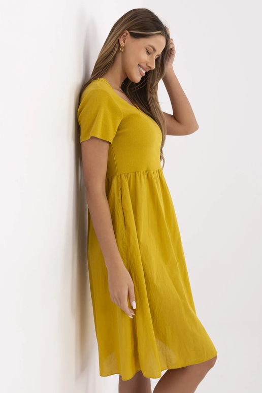 Suknelė-DHJ-SK-25370.85-tamsiai geltona Suknelė-DHJ-SK-25370.85-tamsiai geltona