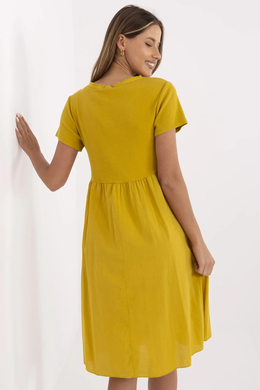 Suknelė-DHJ-SK-25370.85-tamsiai geltona Suknelė-DHJ-SK-25370.85-tamsiai geltona