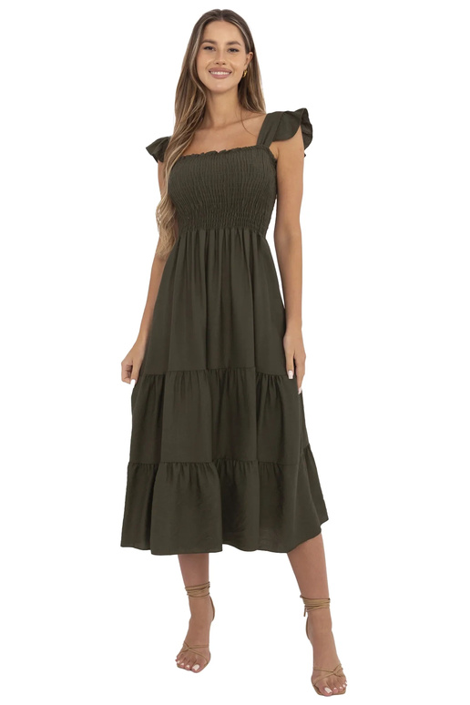 Suknelė-MI-SK-A5063.69P-chaki spalvos Suknelė-MI-SK-A5063.69P-chaki spalvos