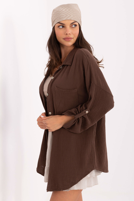 Marškiniai MO-KS-9368.98 tamsiai rudi