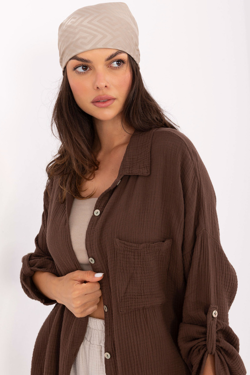 Marškiniai MO-KS-9368.98 tamsiai rudi