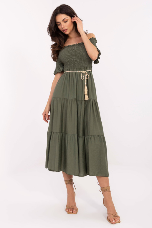 Suknelė-MI-SK-A2609.96-chaki spalvos Suknelė-MI-SK-A2609.96-chaki spalvos