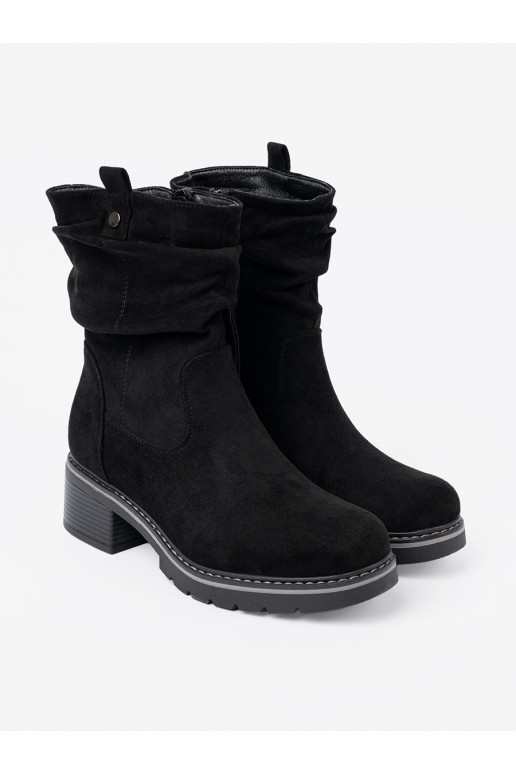 Moteriški aulinukai juodos spalvos z ozdobnym marszczeniem