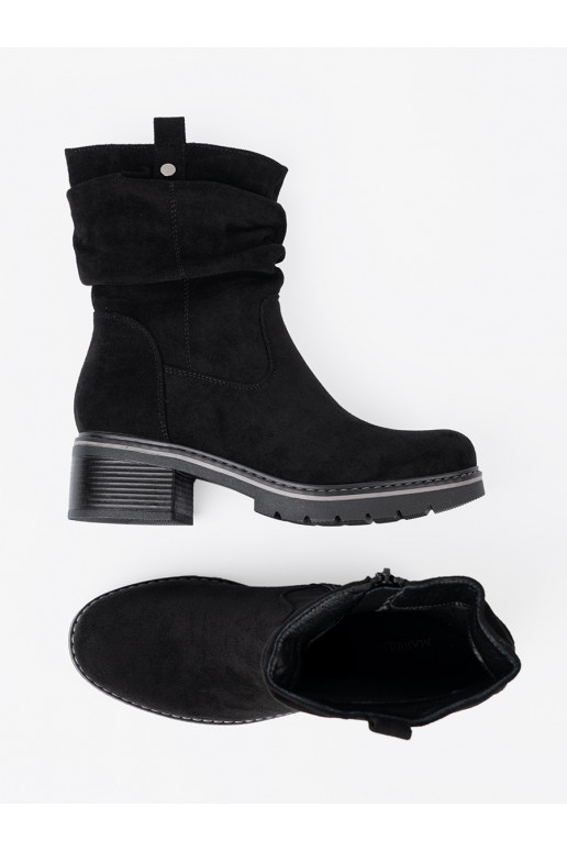 Moteriški aulinukai juodos spalvos z ozdobnym marszczeniem