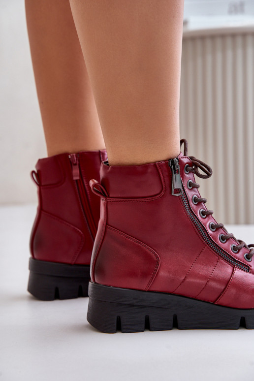  pašiltinti Moteriški aulinukai su platforma I Koturnie bordo spalvos Savindria