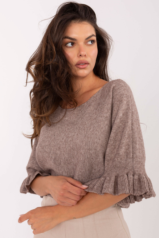 Tamsiai smėlinis megztinis