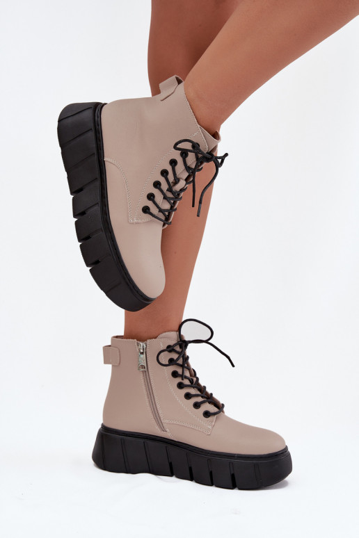   pašiltinti Moteriški aulinukai su platforma Vinceza 66803 smėlio spalvos